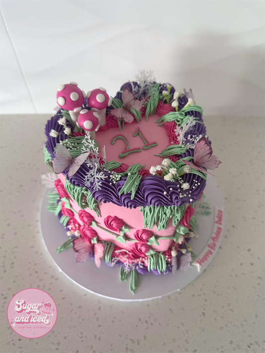Fairy Garden Heart Cake