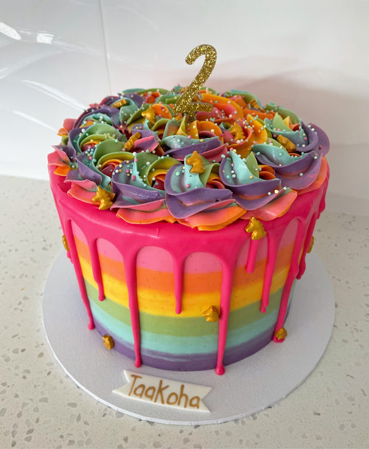 Rainbow Swirl Drip Cake